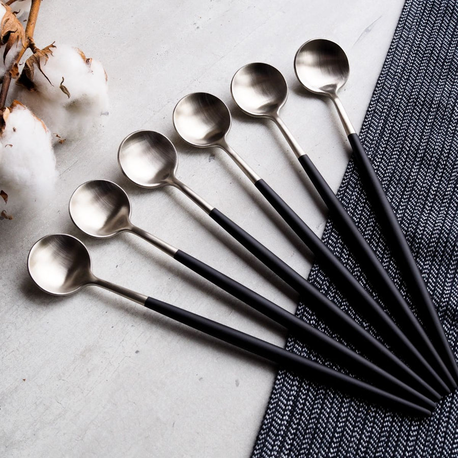 Elegant Latte Spoons - Silver Black
