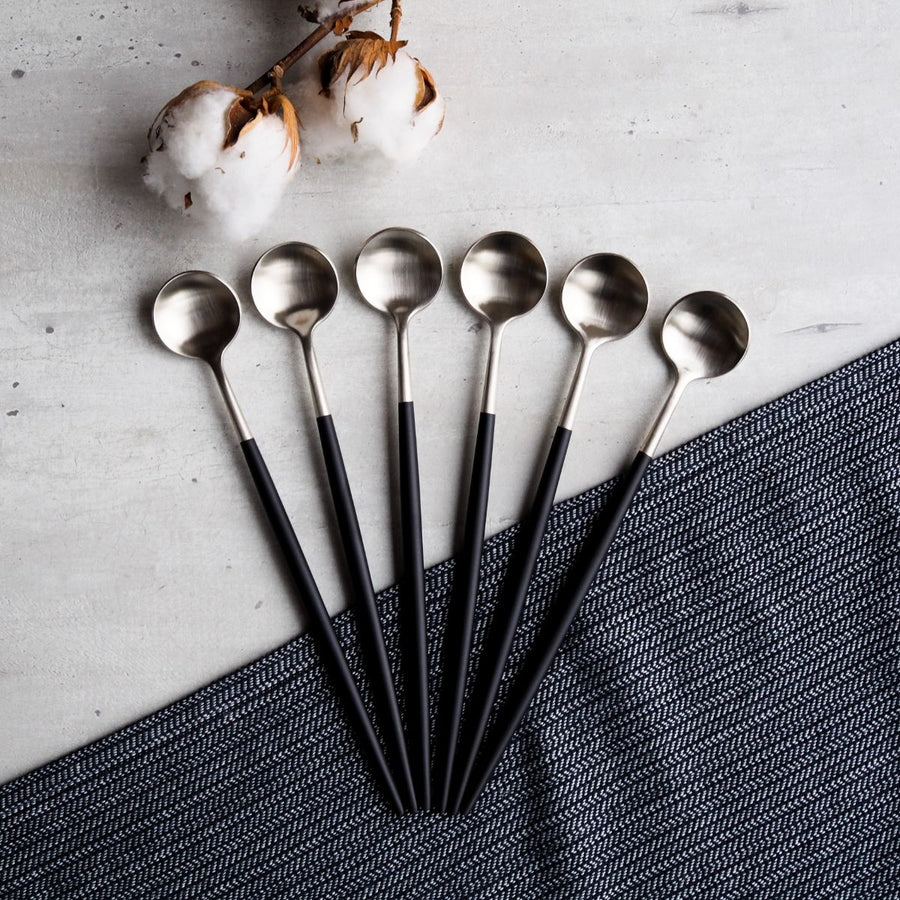 Elegant Latte Spoons - Silver Black