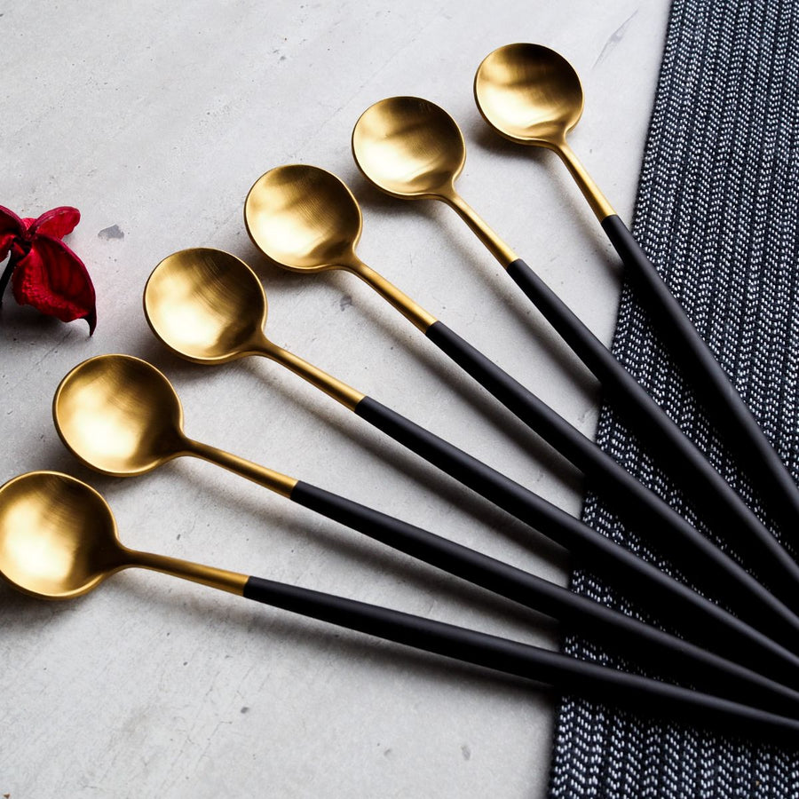 Elegant Latte Spoons - Gold Black