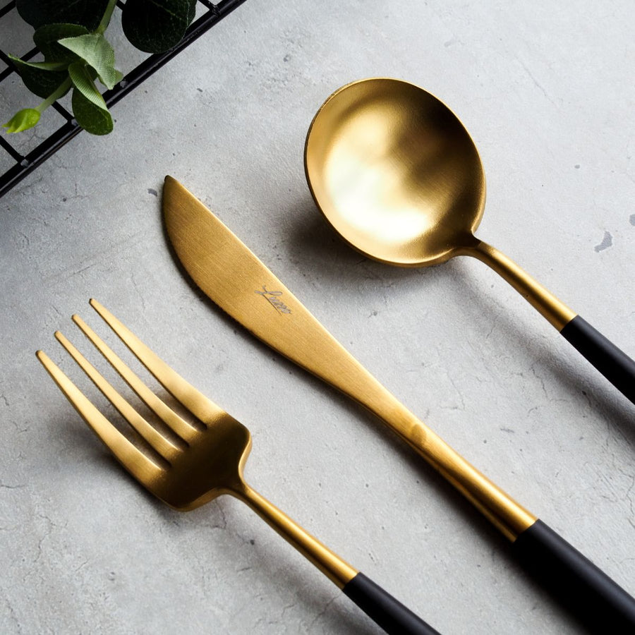 Elegant Appetizer Cutlery - Gold Black