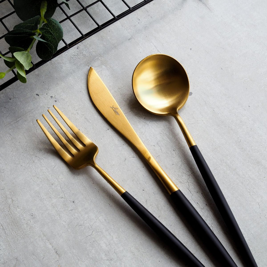 Elegant Appetizer Cutlery - Gold Black