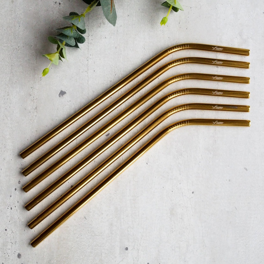 Lusso Curved Straws - Gold