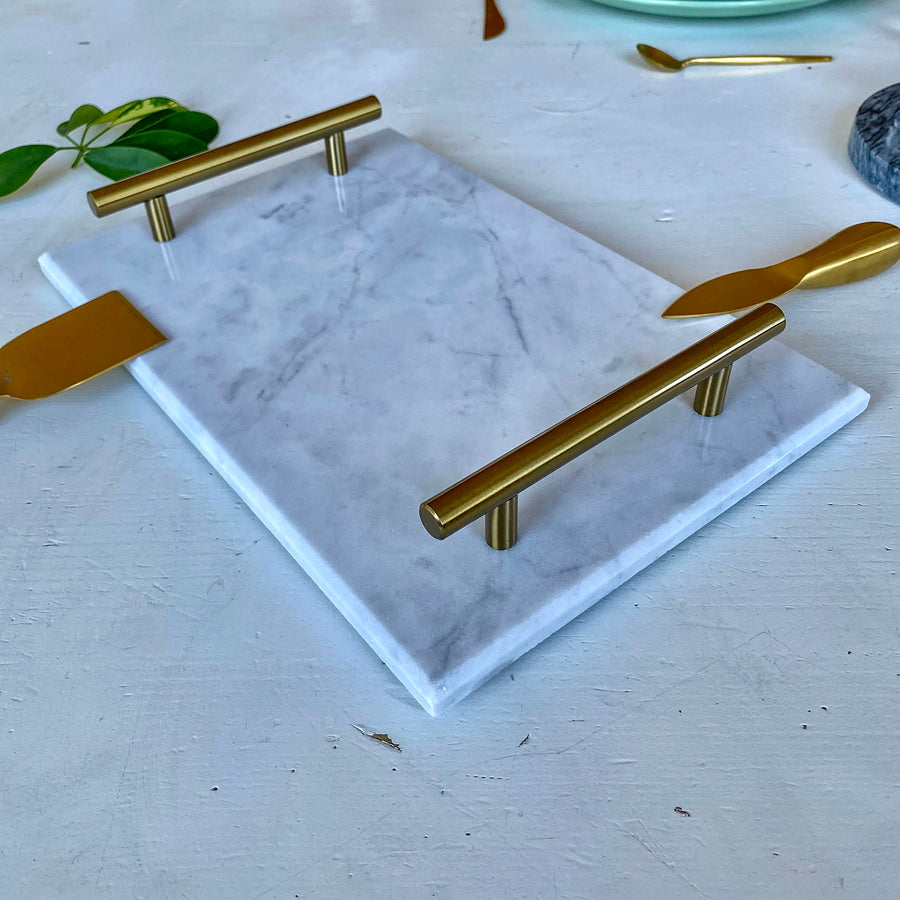 Marble Tray - White Gold