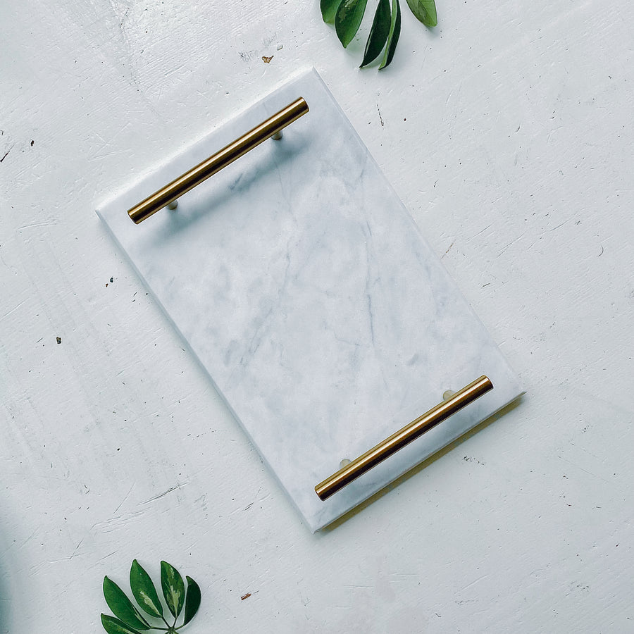 Marble Tray - White Gold