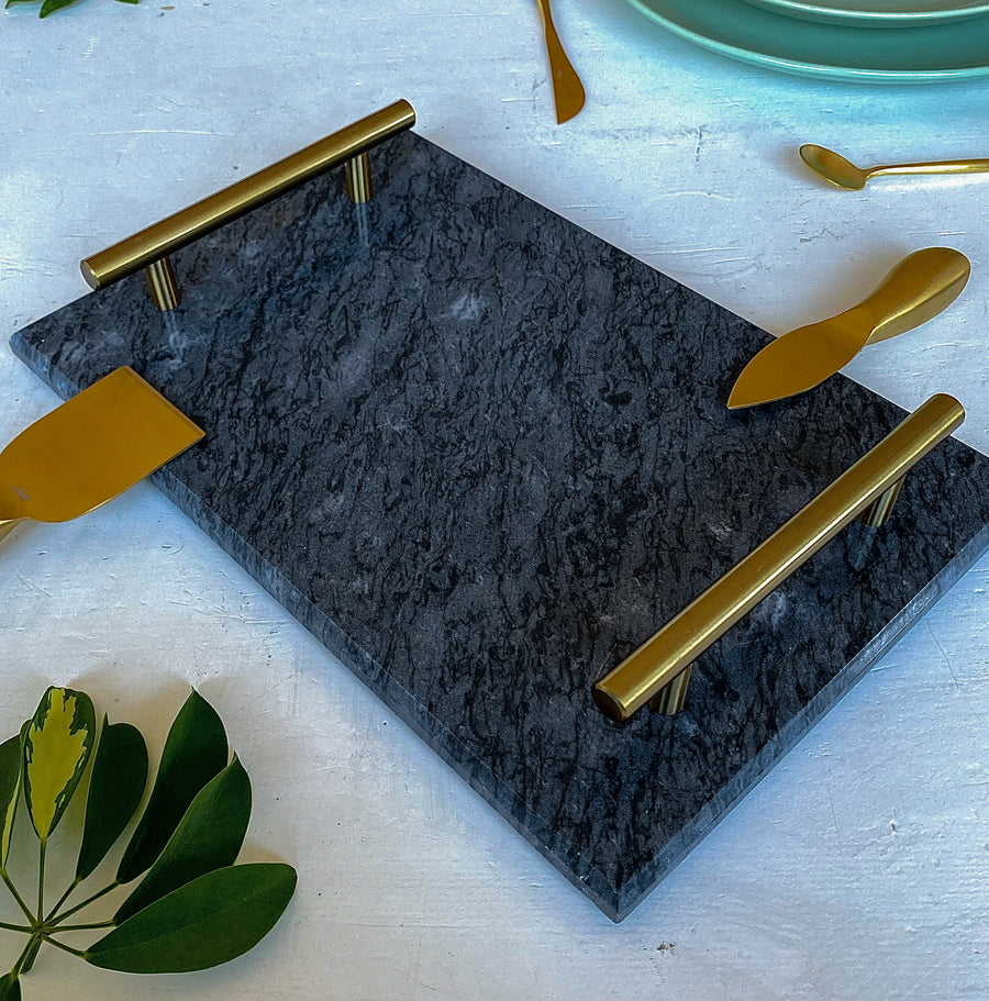 Marble Tray - Gold Black